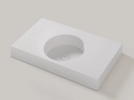 Plan vasque lavabo circulaire ⦰ 35 cm sur mesure Largeur 100 à 201 x P 40 à 51 cm Finition lisse 10 couleurs au choix, Anti bactérien Résine Akrytan® dans la masse Livraison Offerte.